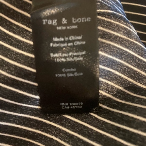 Rag & Bone Victor Silk Black White Striped 100% Silk Wrap Blouse Size Small - Picture 7 of 8